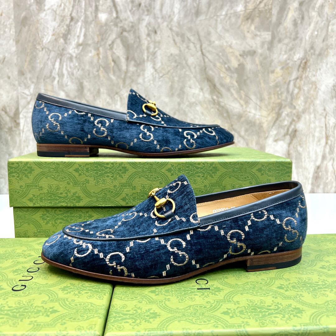 Gucci Men's Gucci Jordaan GG Velvet Loafer(Upon Uk Size) - EUR FASHION