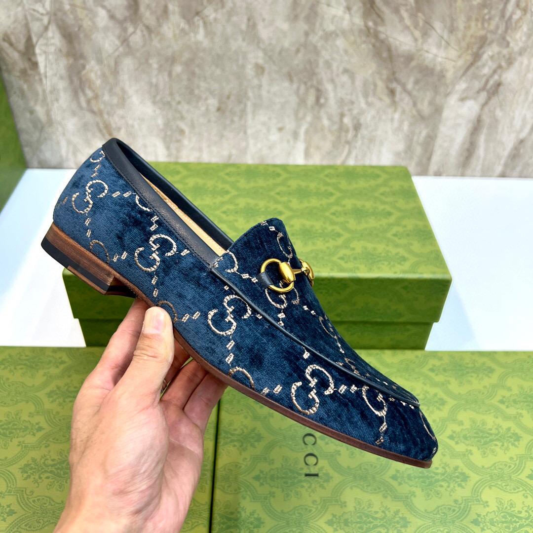 Gucci Men's Gucci Jordaan GG Velvet Loafer(Upon Uk Size) - EUR FASHION