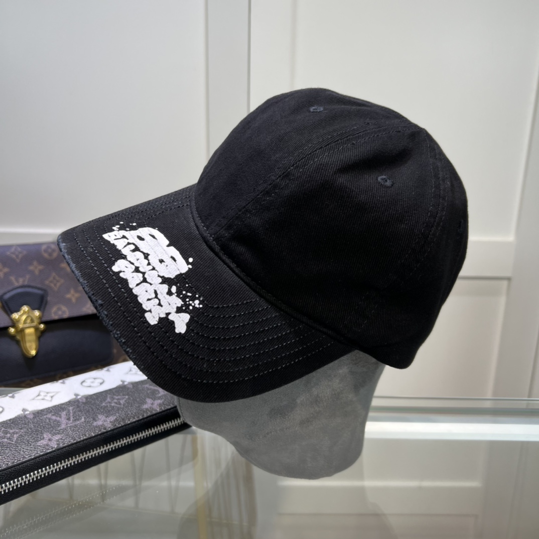 Balenciaga Hand Drawn BB Icon Cap In Black - EUR FASHION