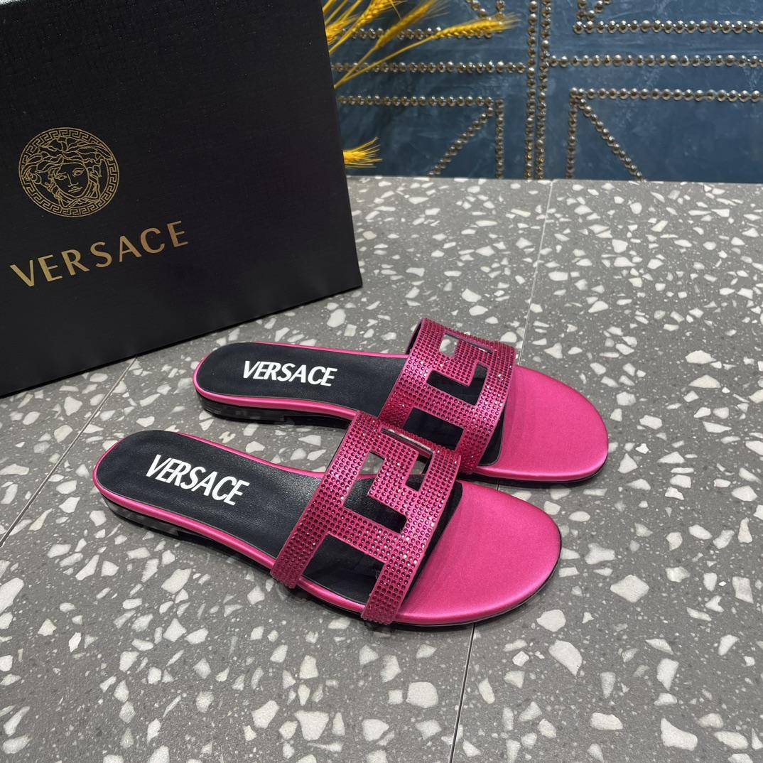 Versace Greca Maze Crystal Flat Sandals - EUR FASHION