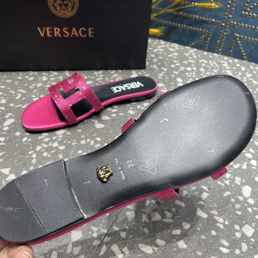 Versace Greca Maze Crystal Flat Sandals - EUR FASHION