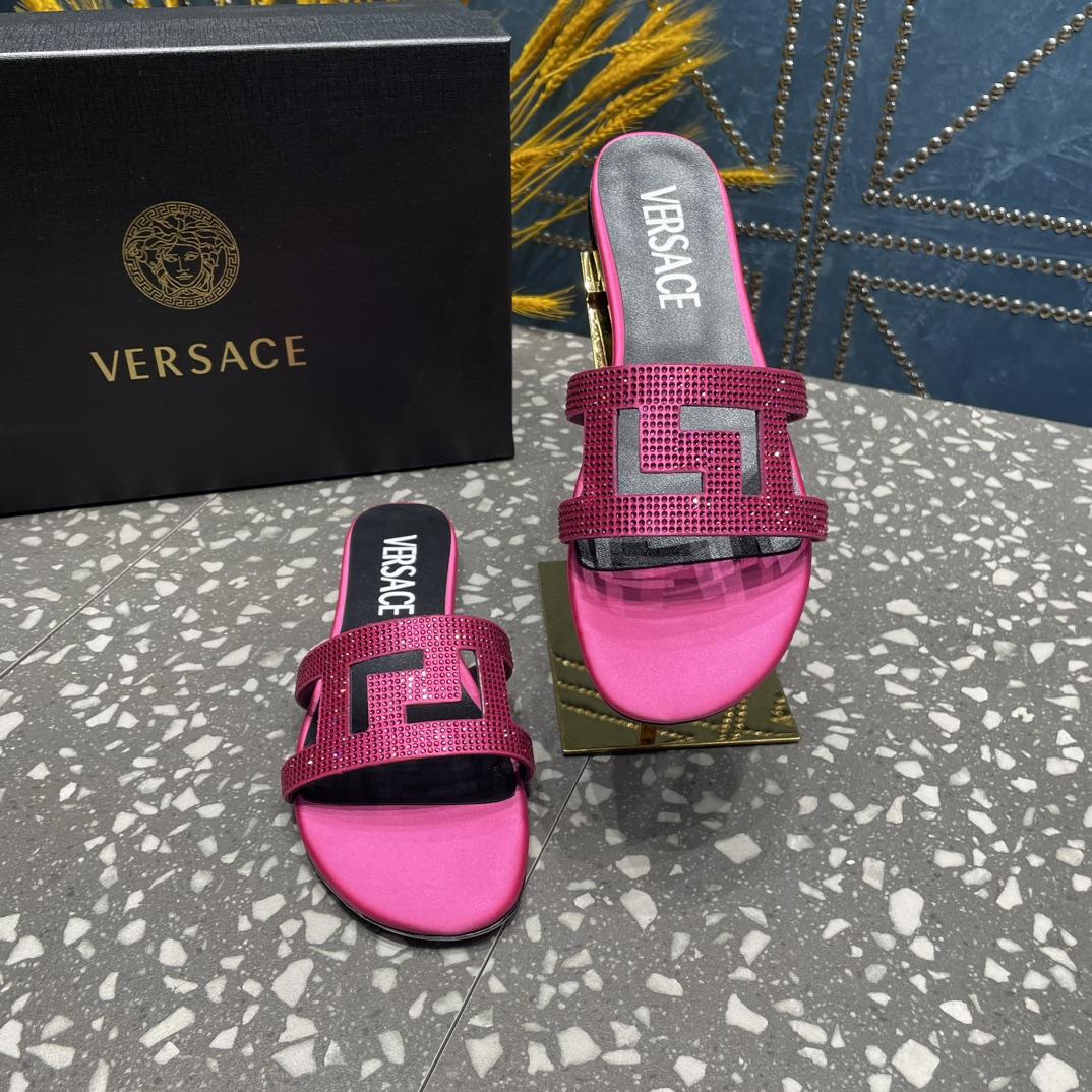 Versace Greca Maze Crystal Flat Sandals - EUR FASHION