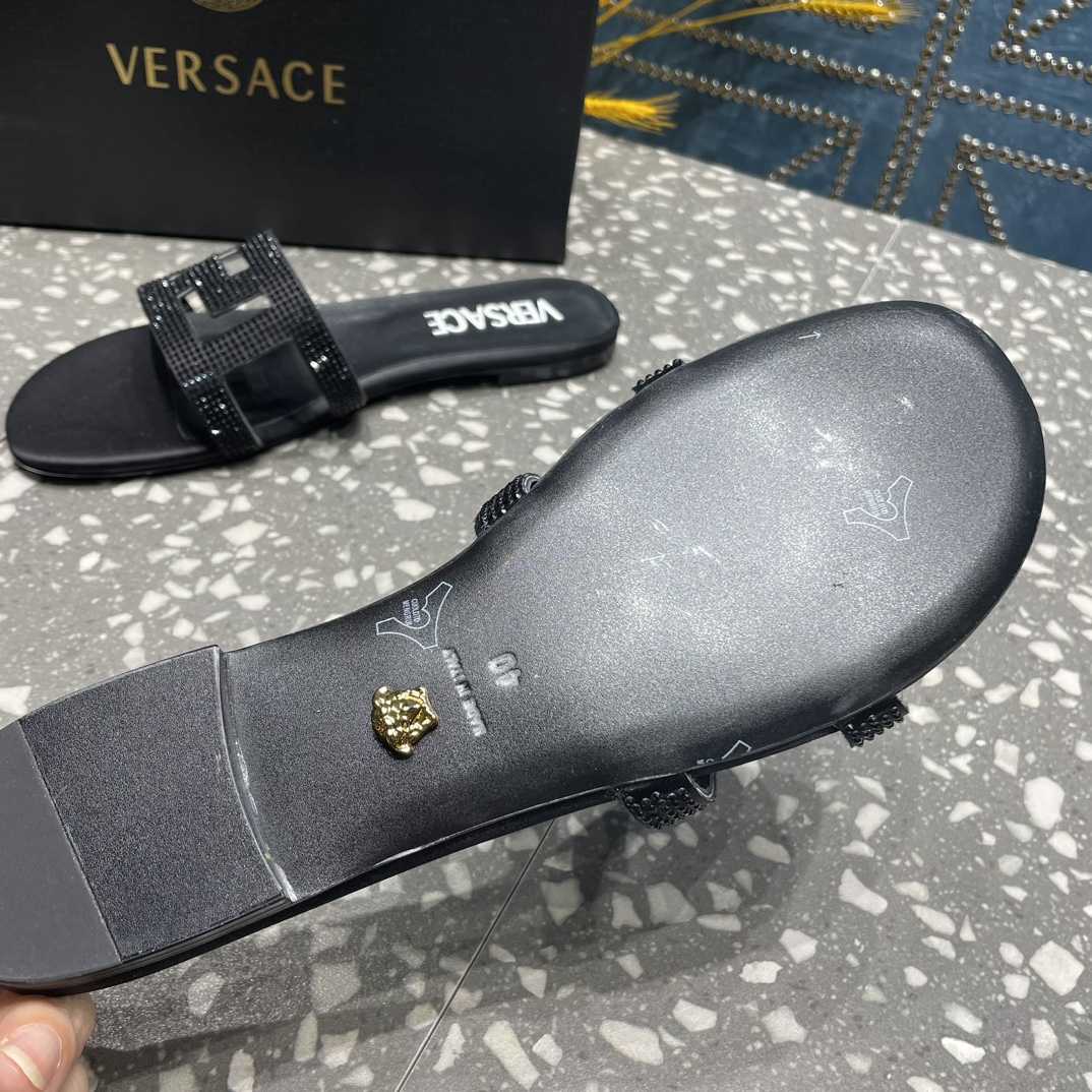 Versace Greca Maze Crystal Flat Sandals - EUR FASHION