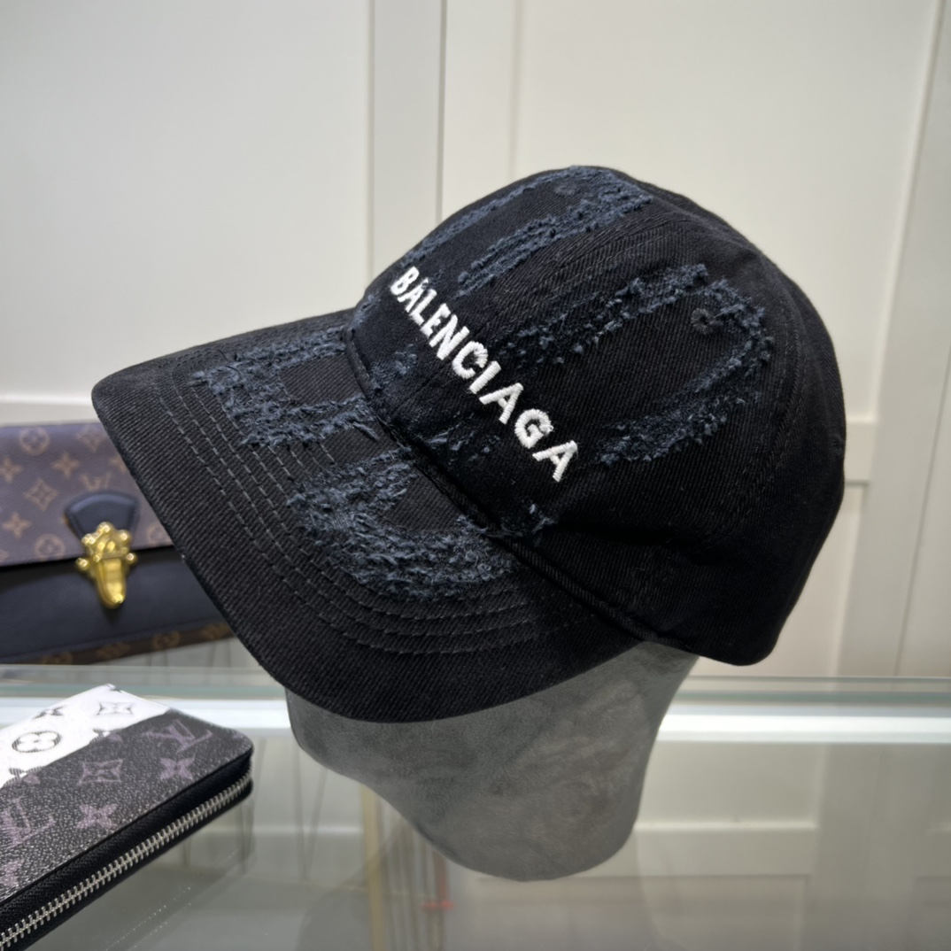 Balenciaga BB Laser Destroyed Cap In Black - EUR FASHION