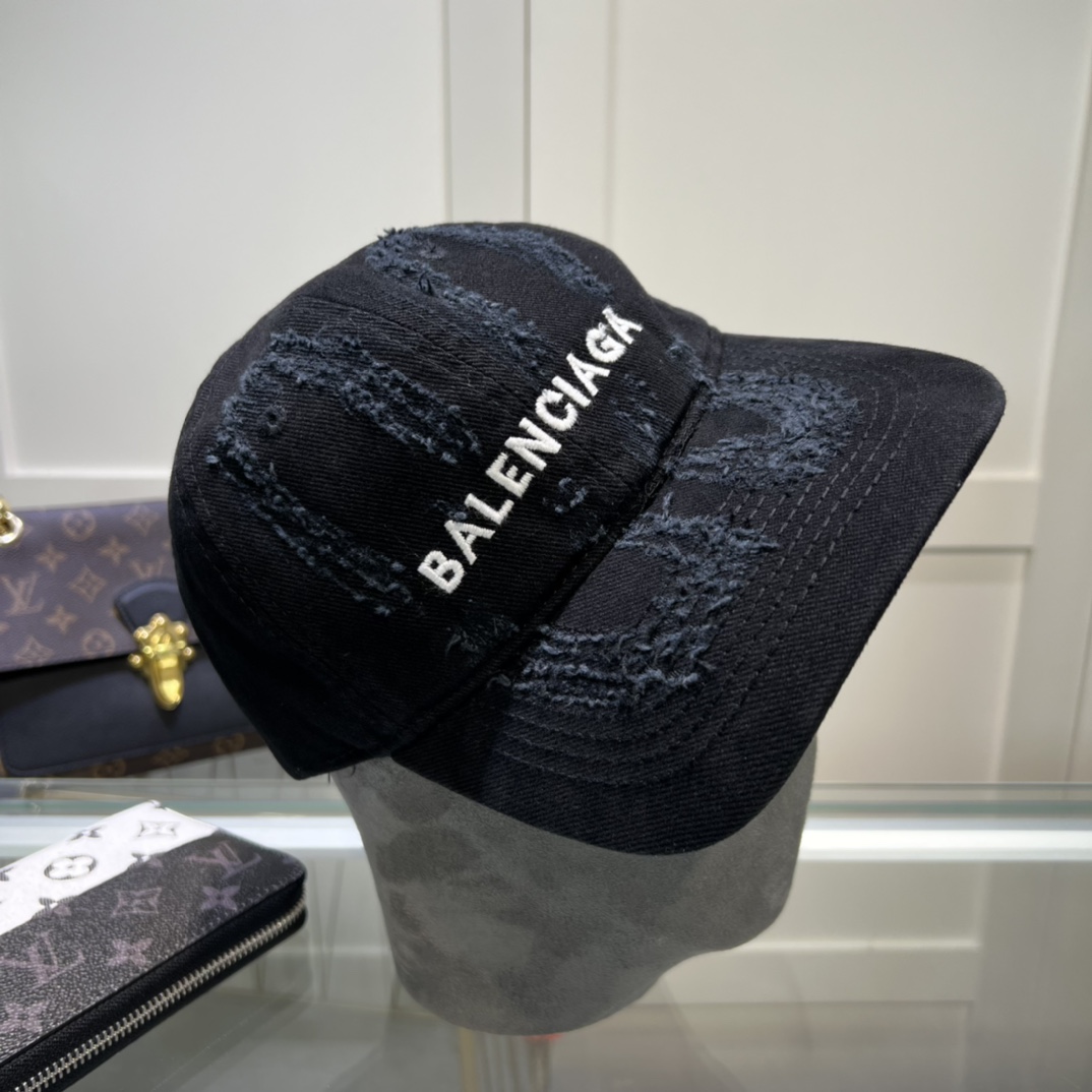 Balenciaga BB Laser Destroyed Cap In Black - EUR FASHION