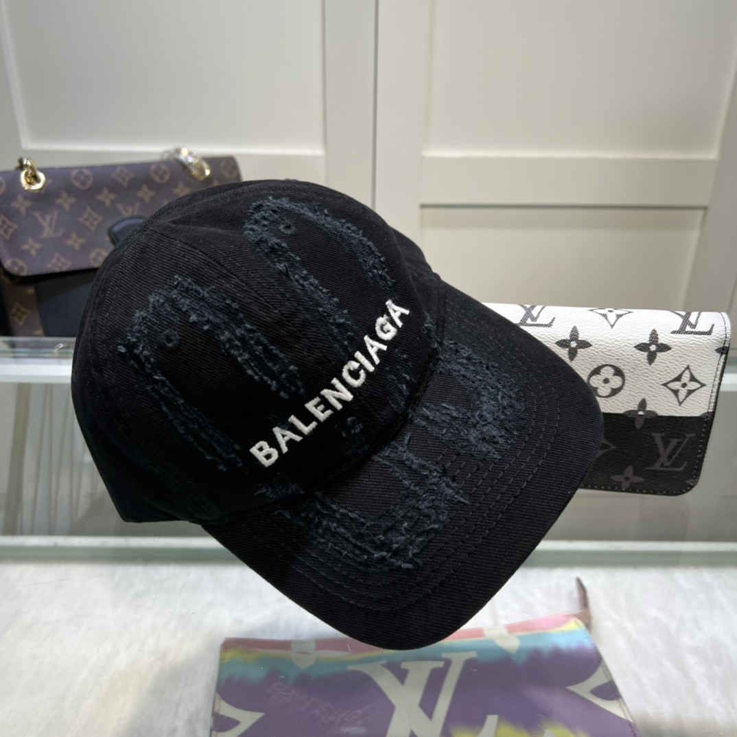 Balenciaga BB Laser Destroyed Cap In Black - EUR FASHION