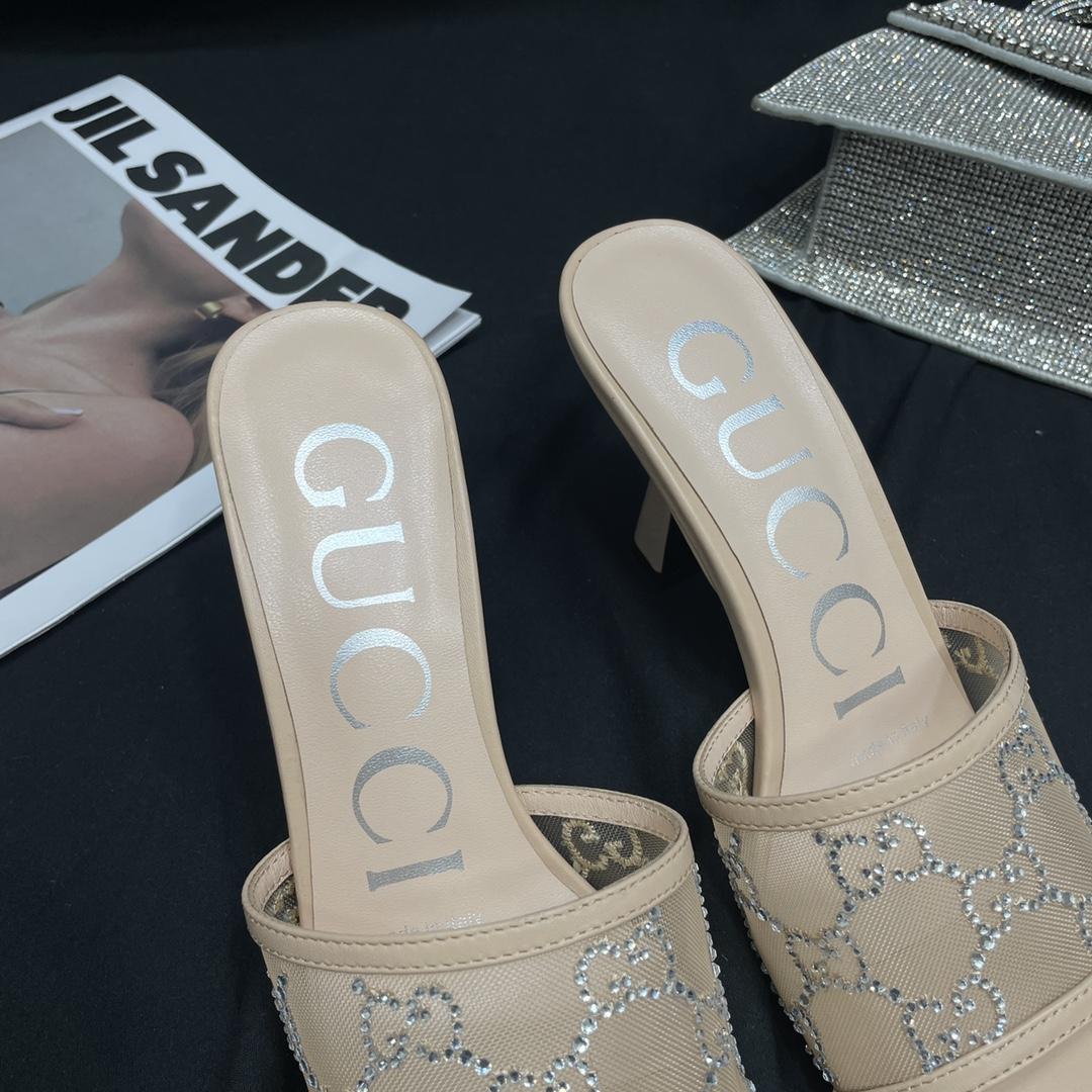 Gucci Women's GG Mid-heel Slide Sandal - EUR FASHION