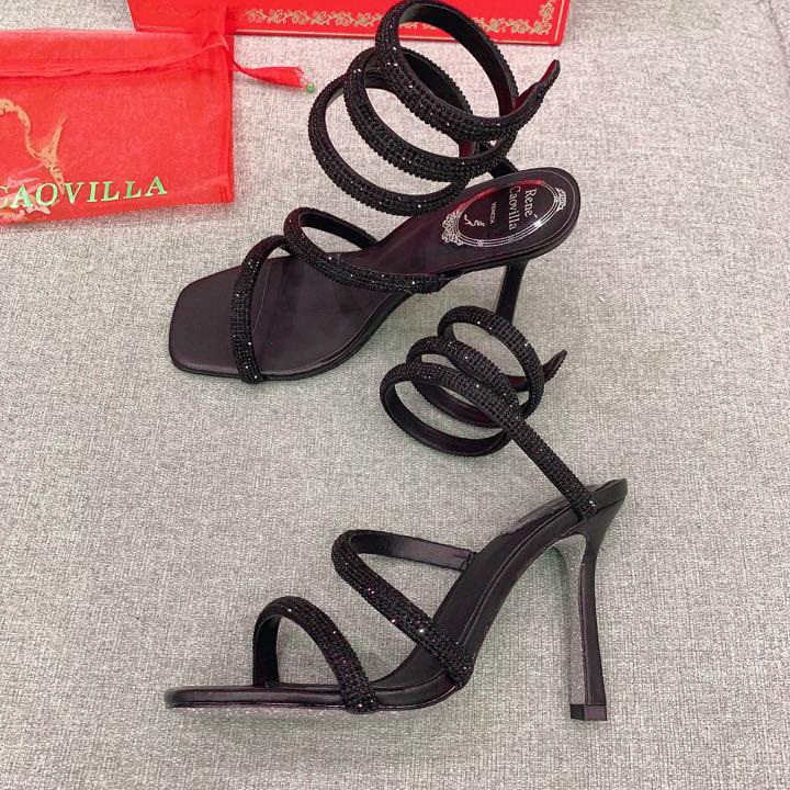 Rene Caovilla Cleo Black Sandal 105 Crystal - EUR FASHION