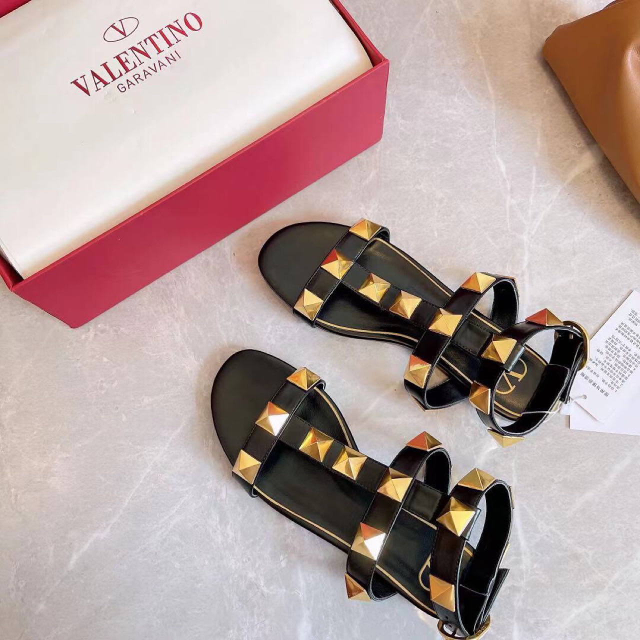 Valenti Roman Stud Calfskin Sandal  - EUR FASHION