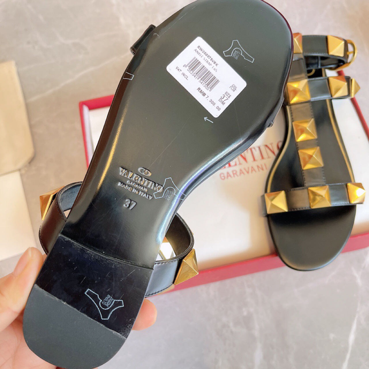 Valenti Roman Stud Calfskin Sandal  - EUR FASHION