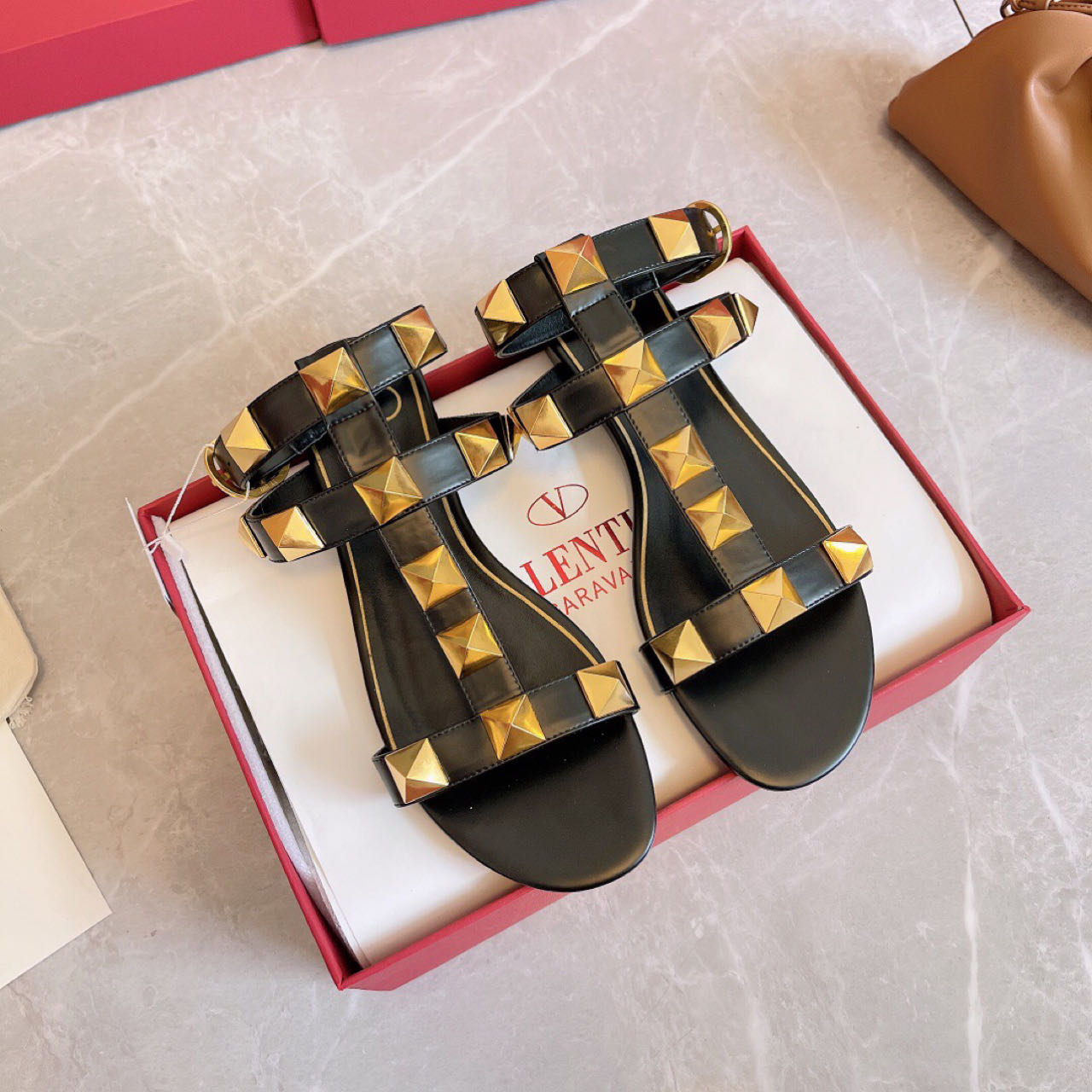 Valenti Roman Stud Calfskin Sandal  - EUR FASHION