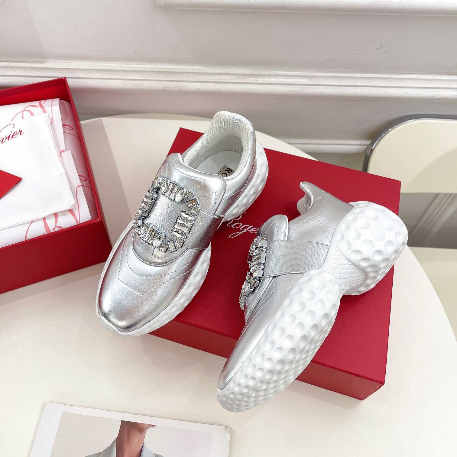 Roger Vivier Viv' Run Light Strass Buckle Sneakers In Fabrics - EUR FASHION