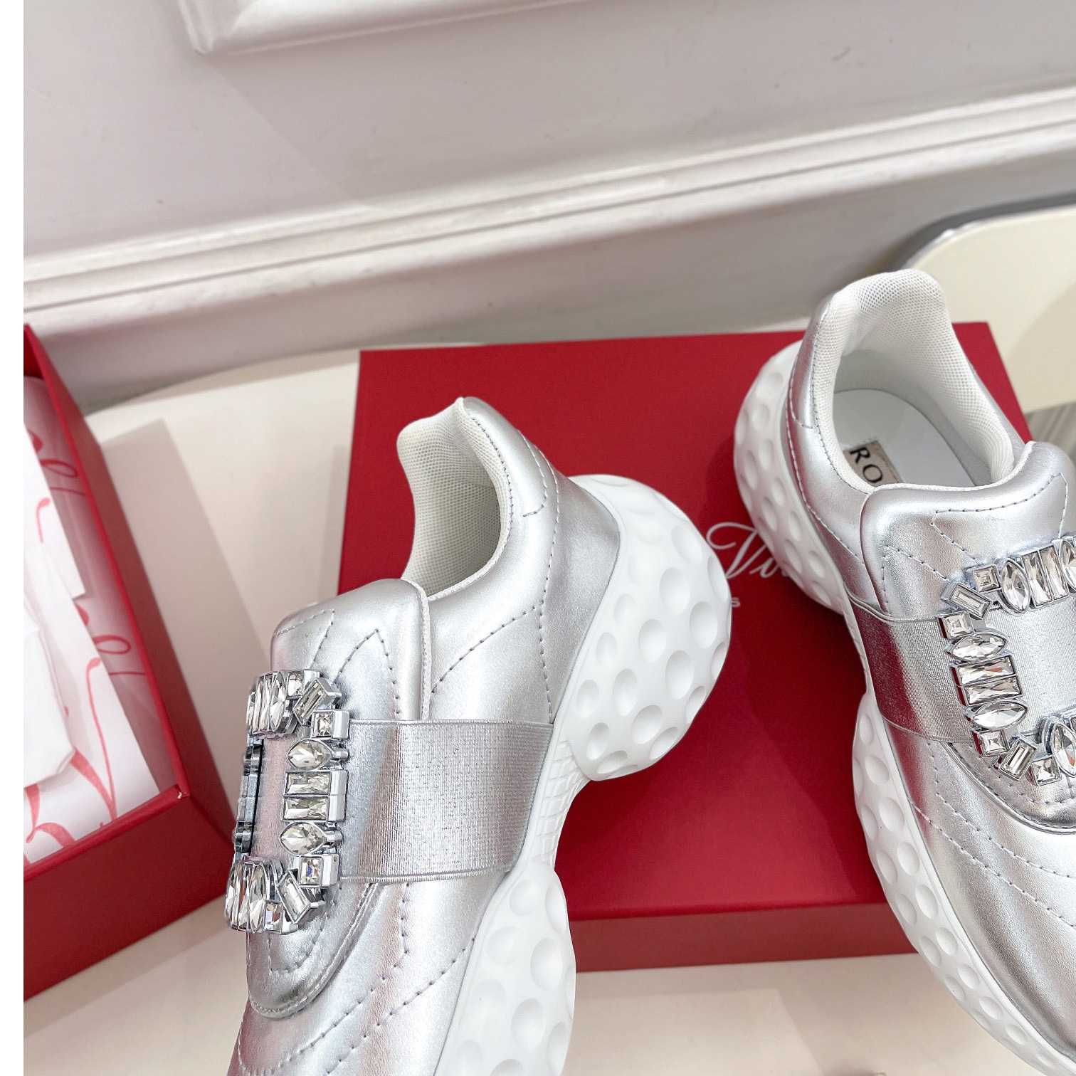 Roger Vivier Viv' Run Light Strass Buckle Sneakers In Fabrics - EUR FASHION
