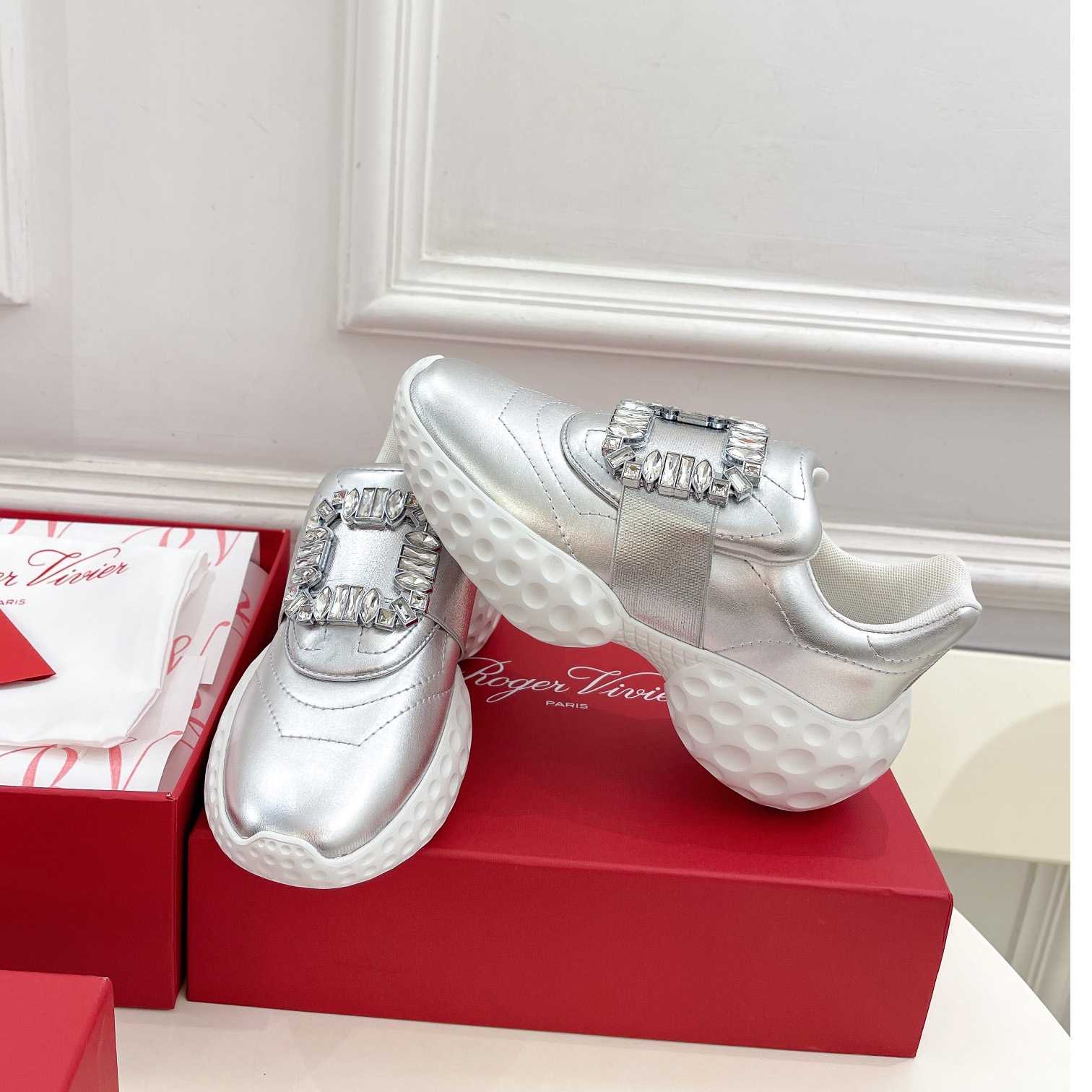 Roger Vivier Viv' Run Light Strass Buckle Sneakers In Fabrics - EUR FASHION