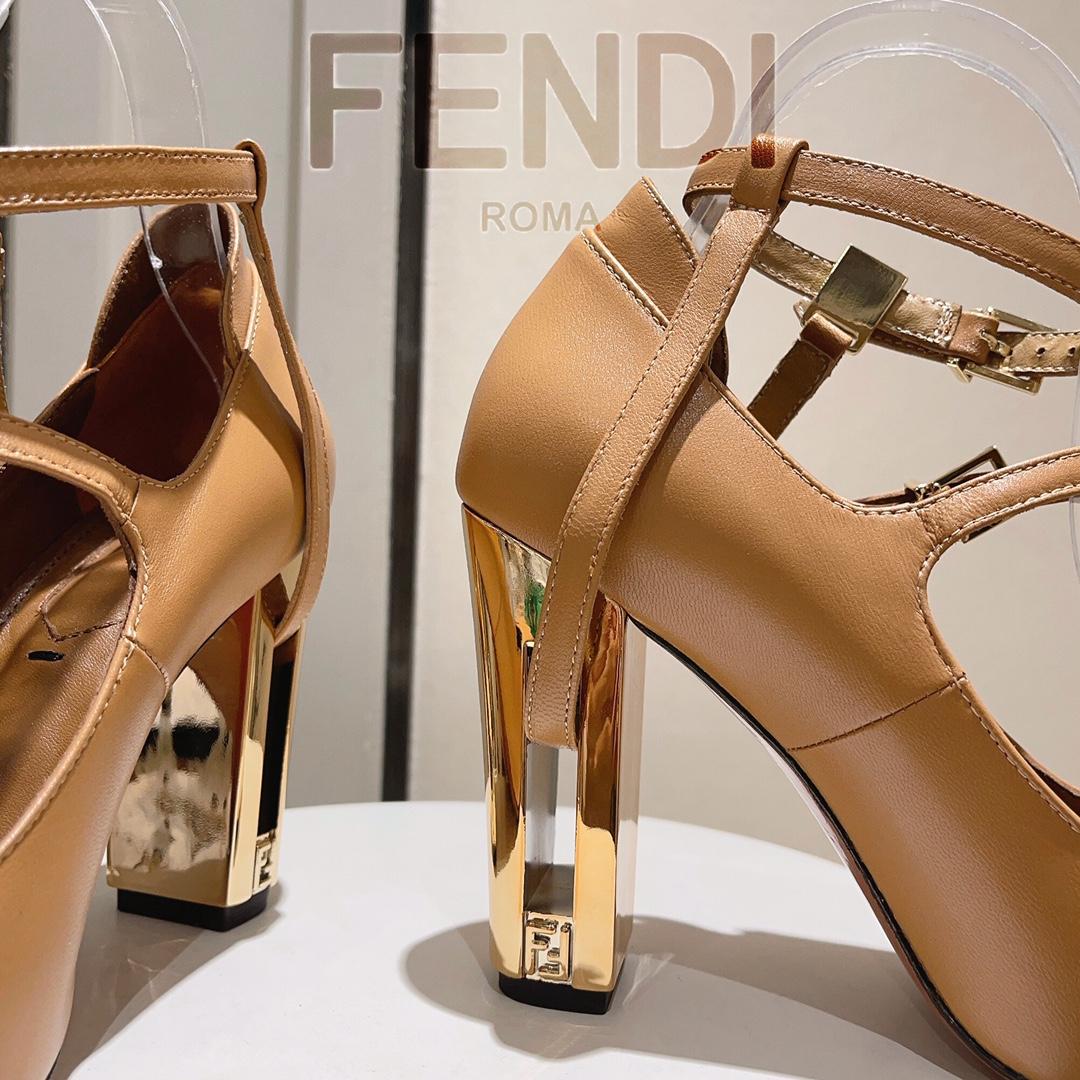 Fendi Delfina Dove Grey Leather High-heeled Court Shoes - EUR FASHION