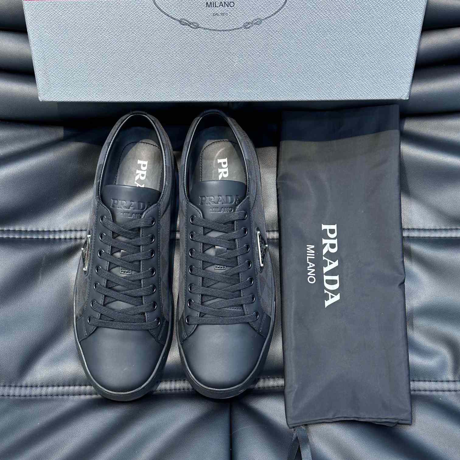 Prada Leather And Re-Nylon Sneakers - EUR FASHION