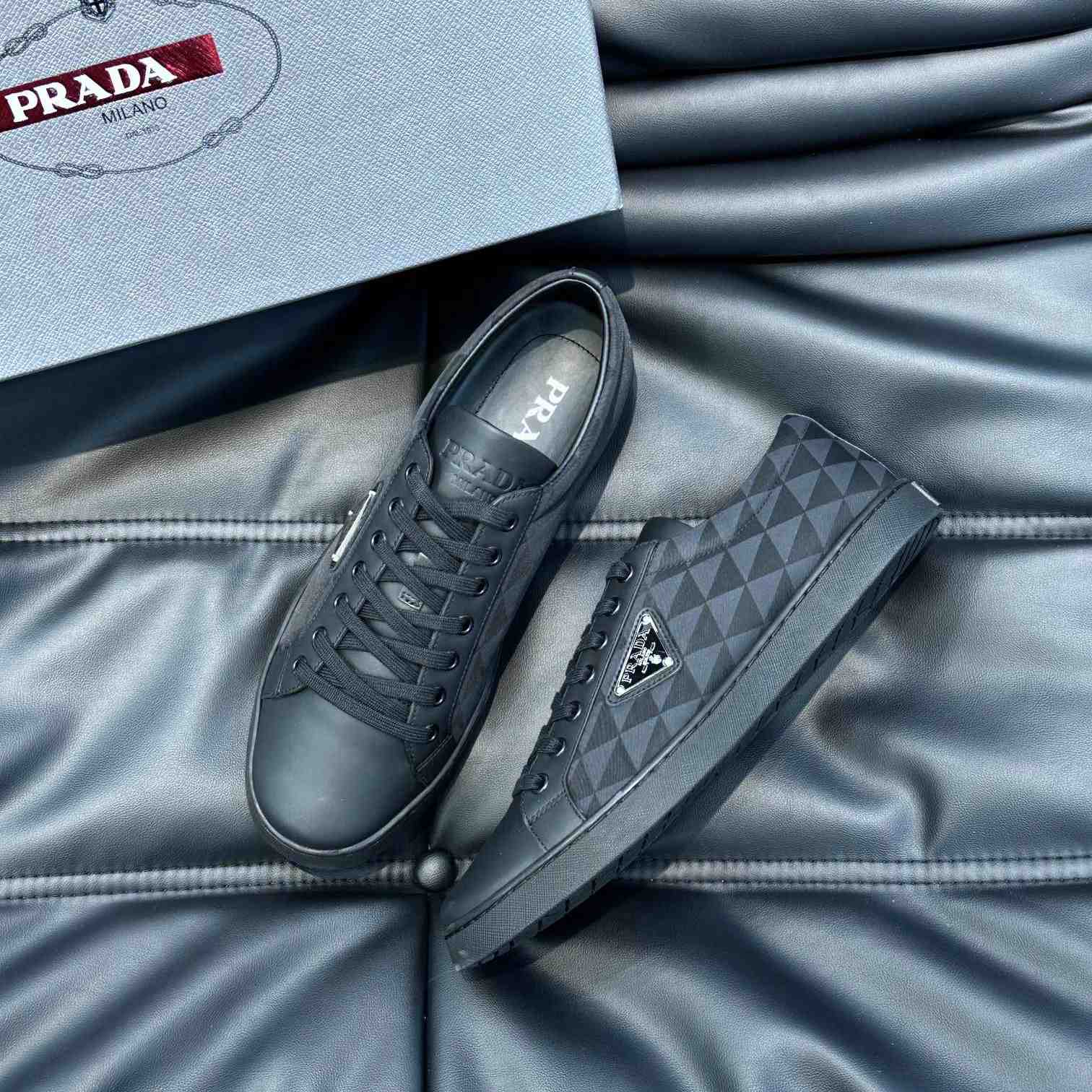 Prada Leather And Re-Nylon Sneakers - EUR FASHION