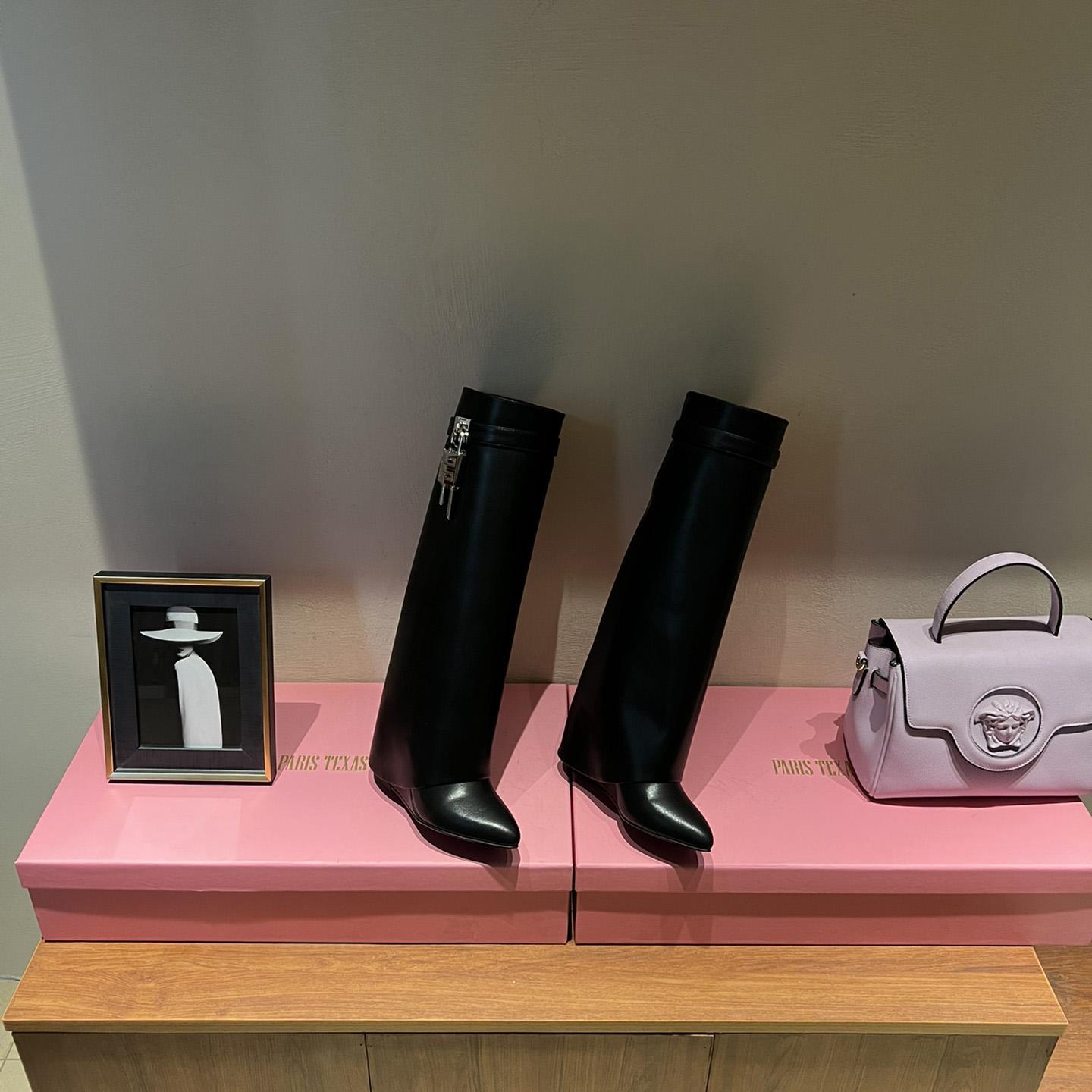 Givenchy Shark Lock Leather Knee-high Boots - EUR FASHION