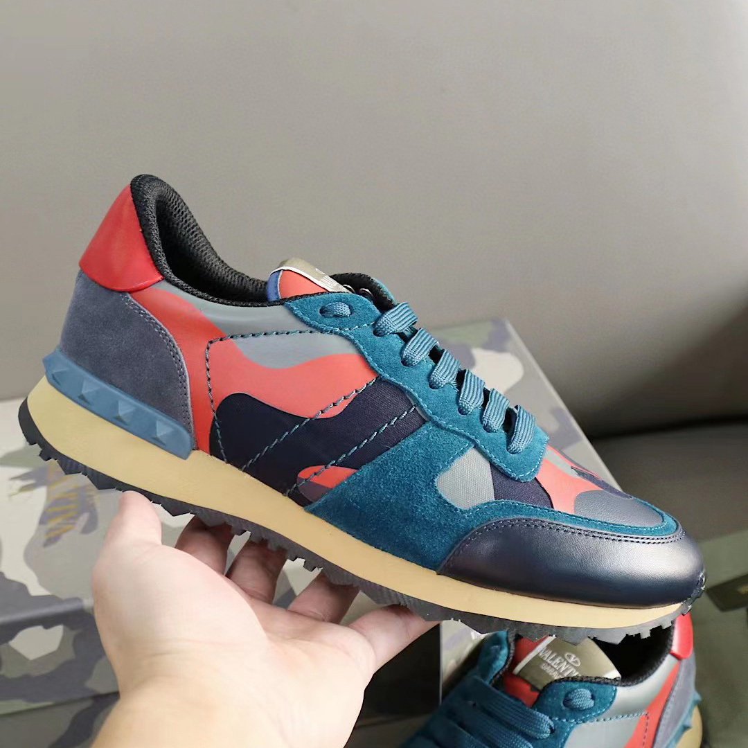 Valenti Multicolor Suede,Canvas and Leather Rockrunner Camouflage Sneakers - EUR FASHION