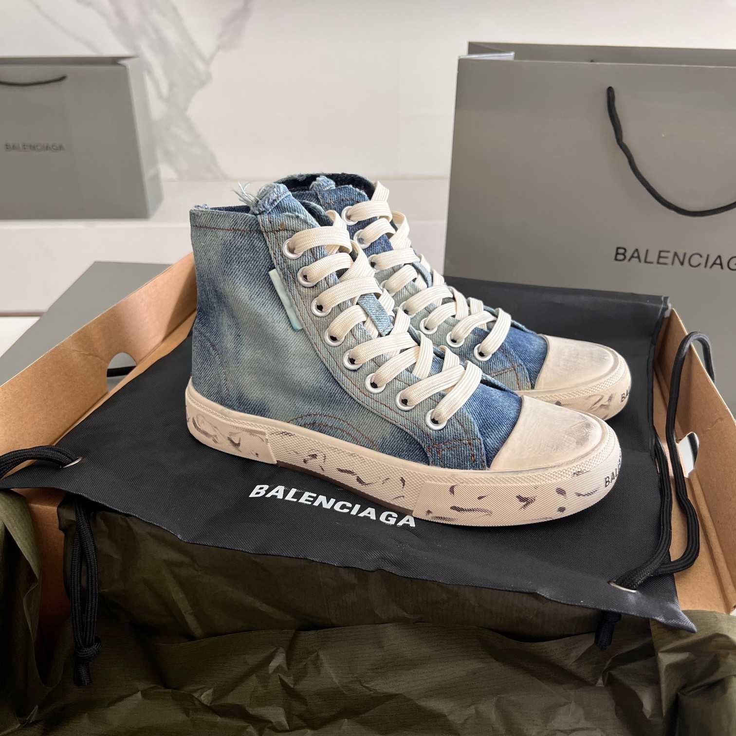 Balenciaga Paris High Top Sneaker In Blue - EUR FASHION