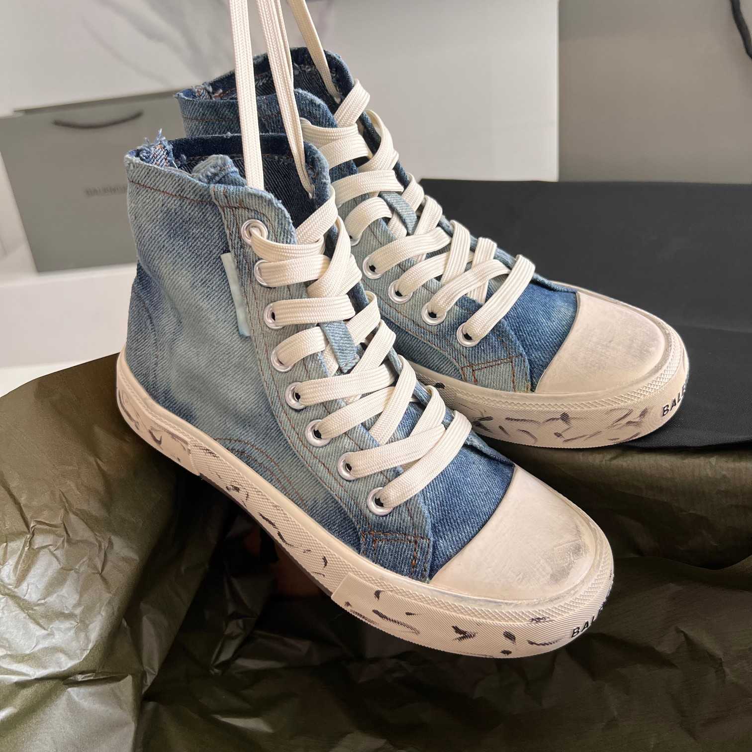 Balenciaga Paris High Top Sneaker In Blue - EUR FASHION