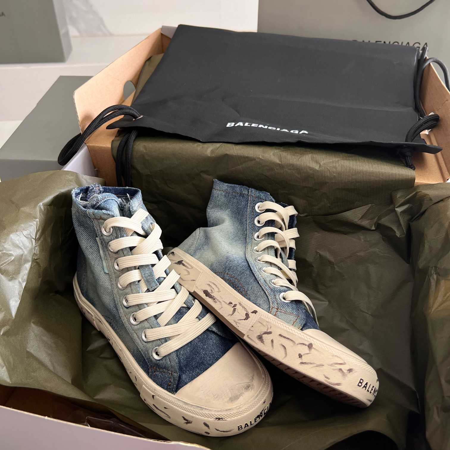 Balenciaga Paris High Top Sneaker In Blue - EUR FASHION