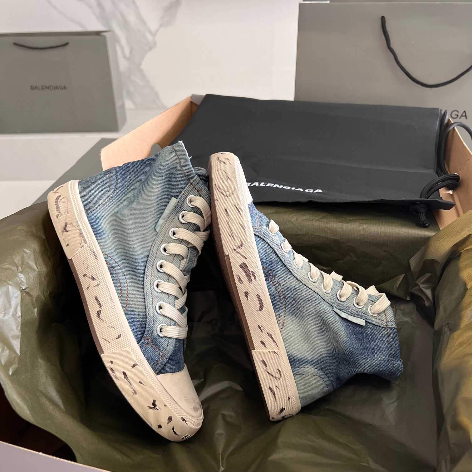 Balenciaga Paris High Top Sneaker In Blue - EUR FASHION