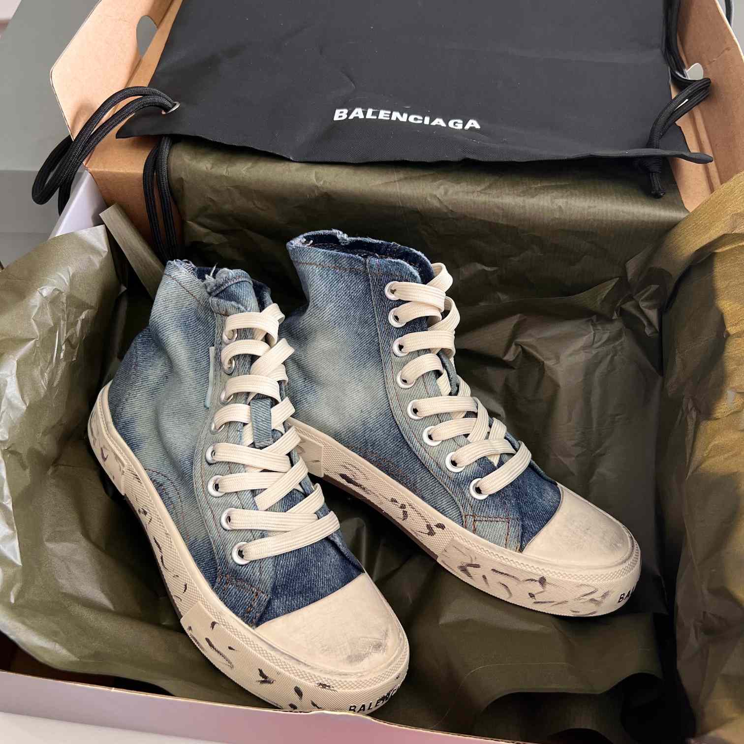 Balenciaga Paris High Top Sneaker In Blue - EUR FASHION