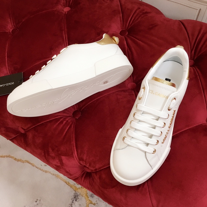 Dolce & Gabbana White Portofino Trainers With Pearl - EUR FASHION