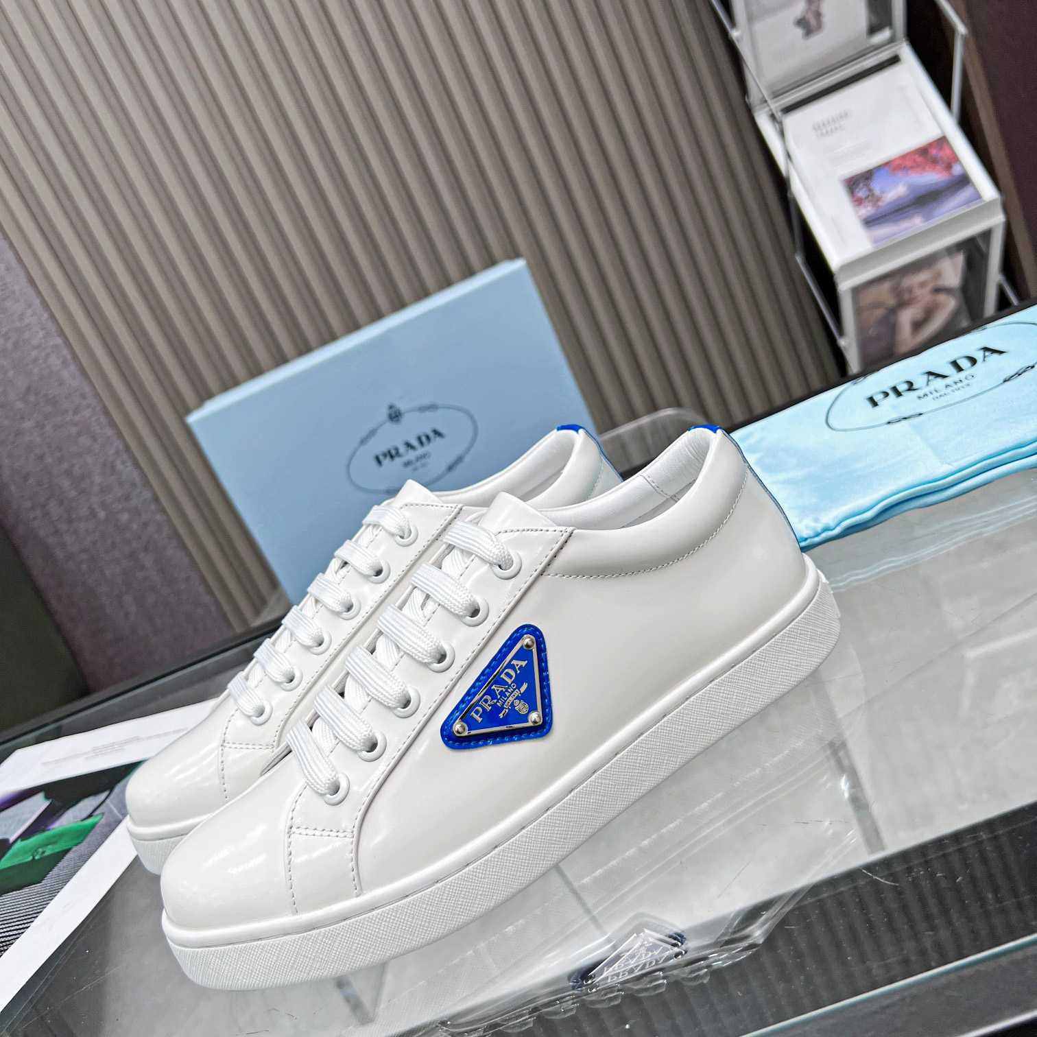 Prada Brushed Leather Low-top Sneakers - EUR FASHION