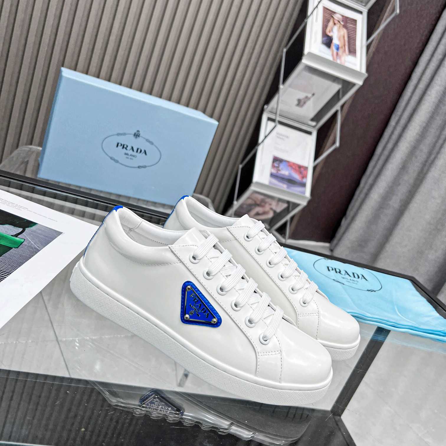 Prada Brushed Leather Low-top Sneakers - EUR FASHION