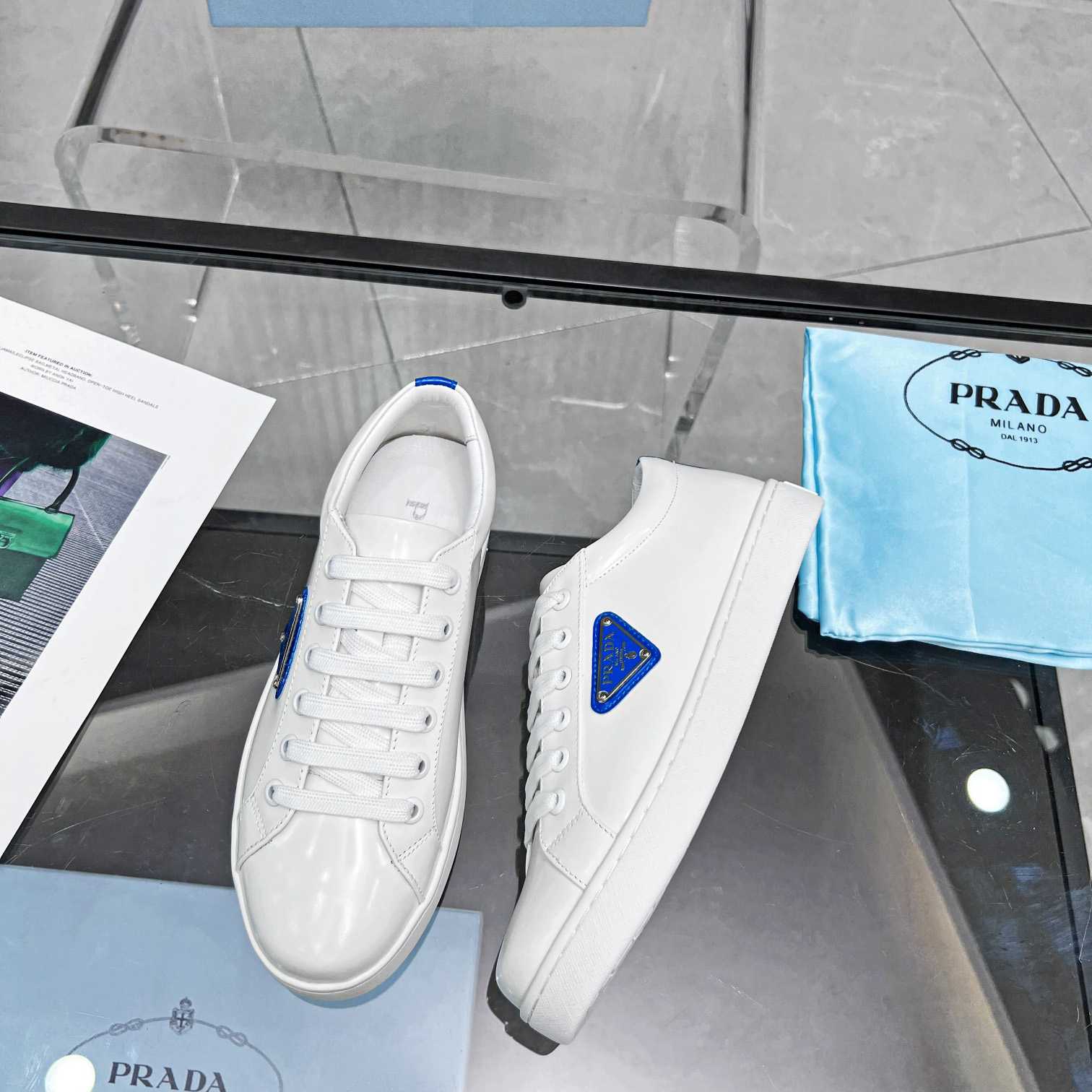 Prada Brushed Leather Low-top Sneakers - EUR FASHION