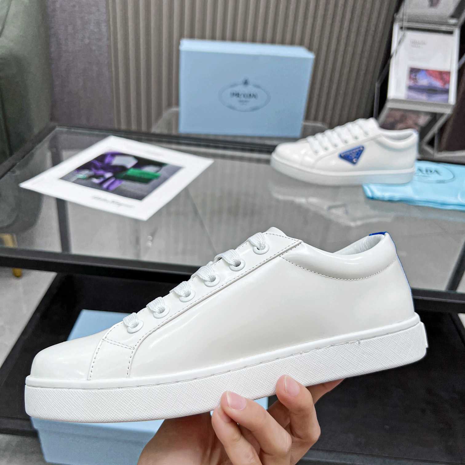 Prada Brushed Leather Low-top Sneakers - EUR FASHION