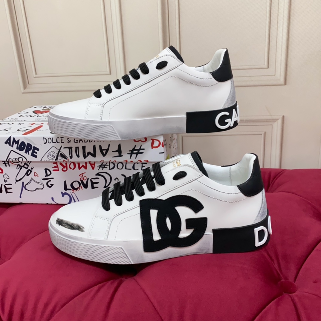 Dolce & Gabbana Portofino Vintage Calfskin Sneakers - EUR FASHION