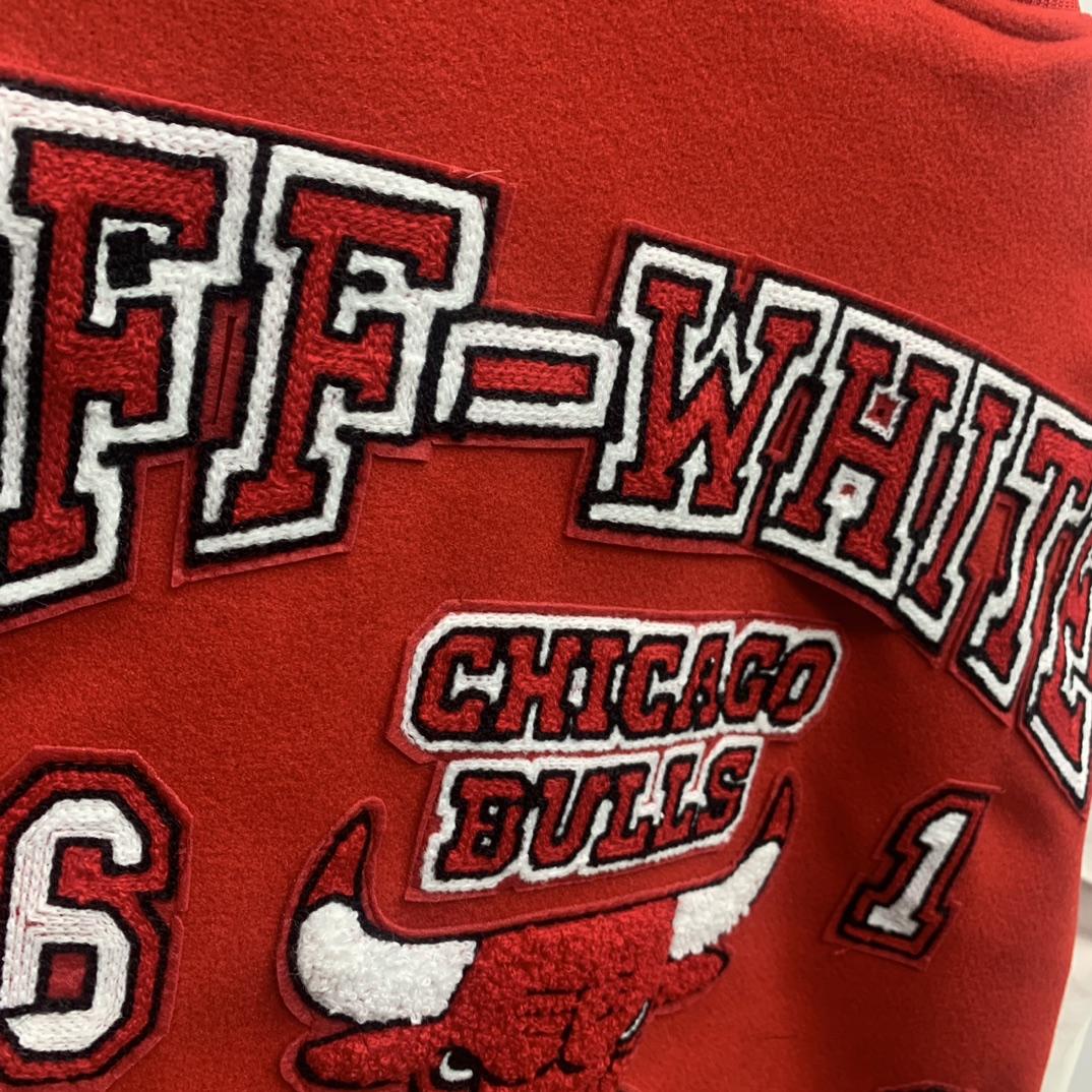 Off White C/O Chicago Bulls Varsity Jacket - EUR FASHION