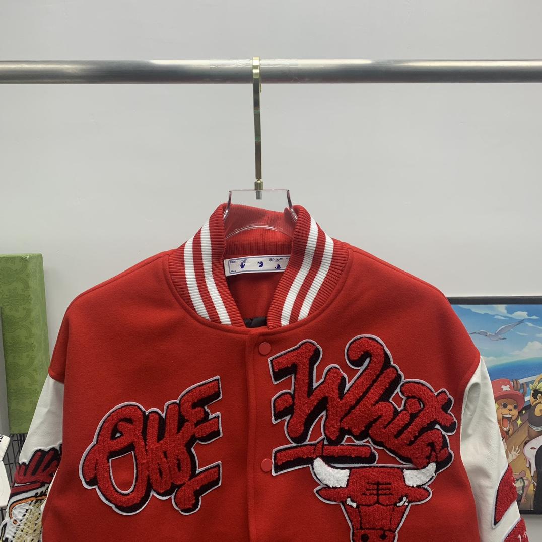 Off White C/O Chicago Bulls Varsity Jacket - EUR FASHION