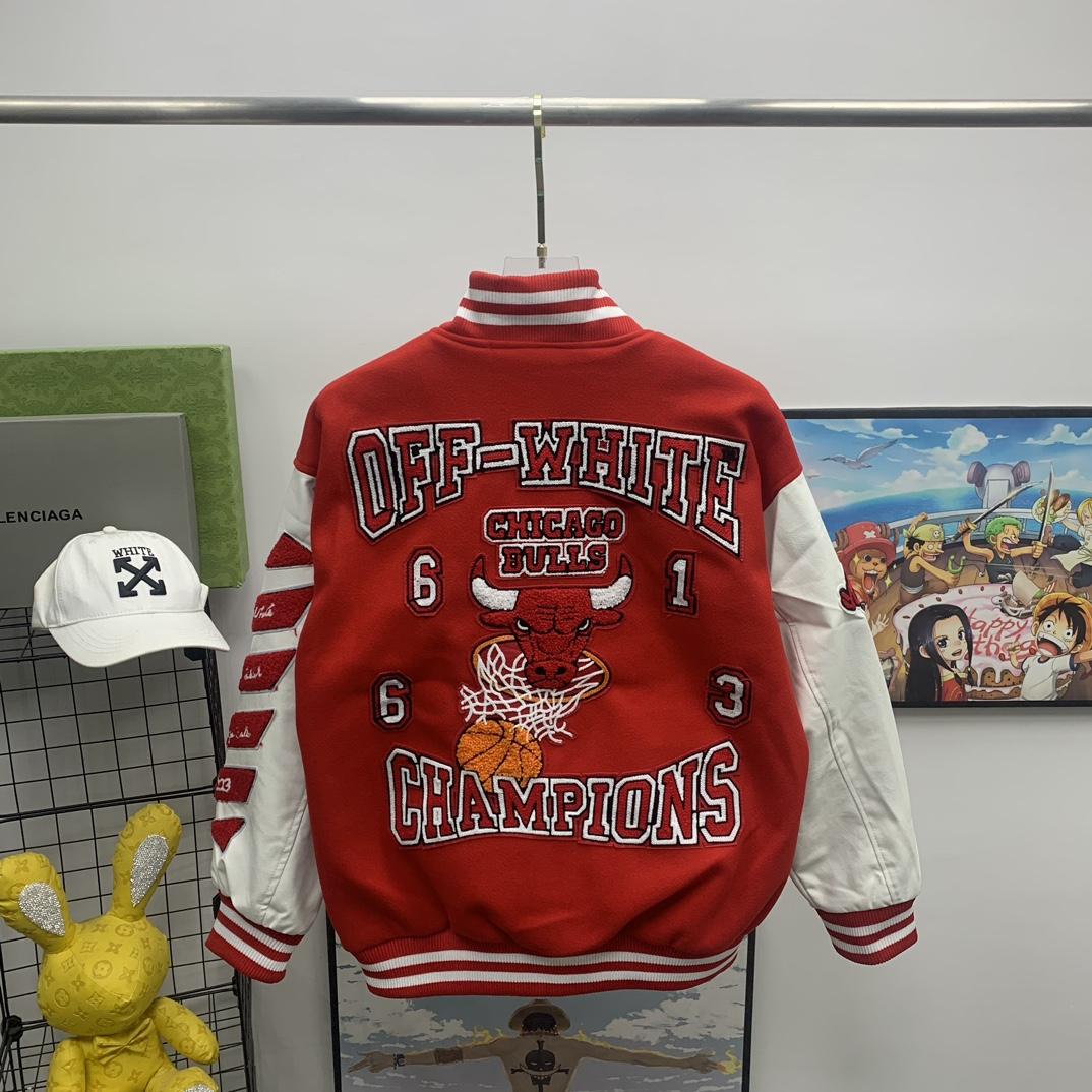 Off White C/O Chicago Bulls Varsity Jacket - EUR FASHION
