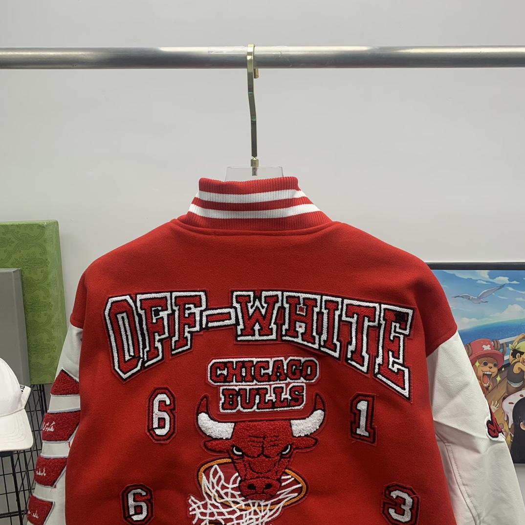 Off White C/O Chicago Bulls Varsity Jacket - EUR FASHION