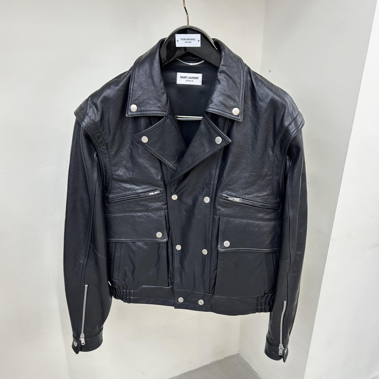 Saint Laurent Biker Jacket In Vintage Crinkled Lambskin - EUR FASHION