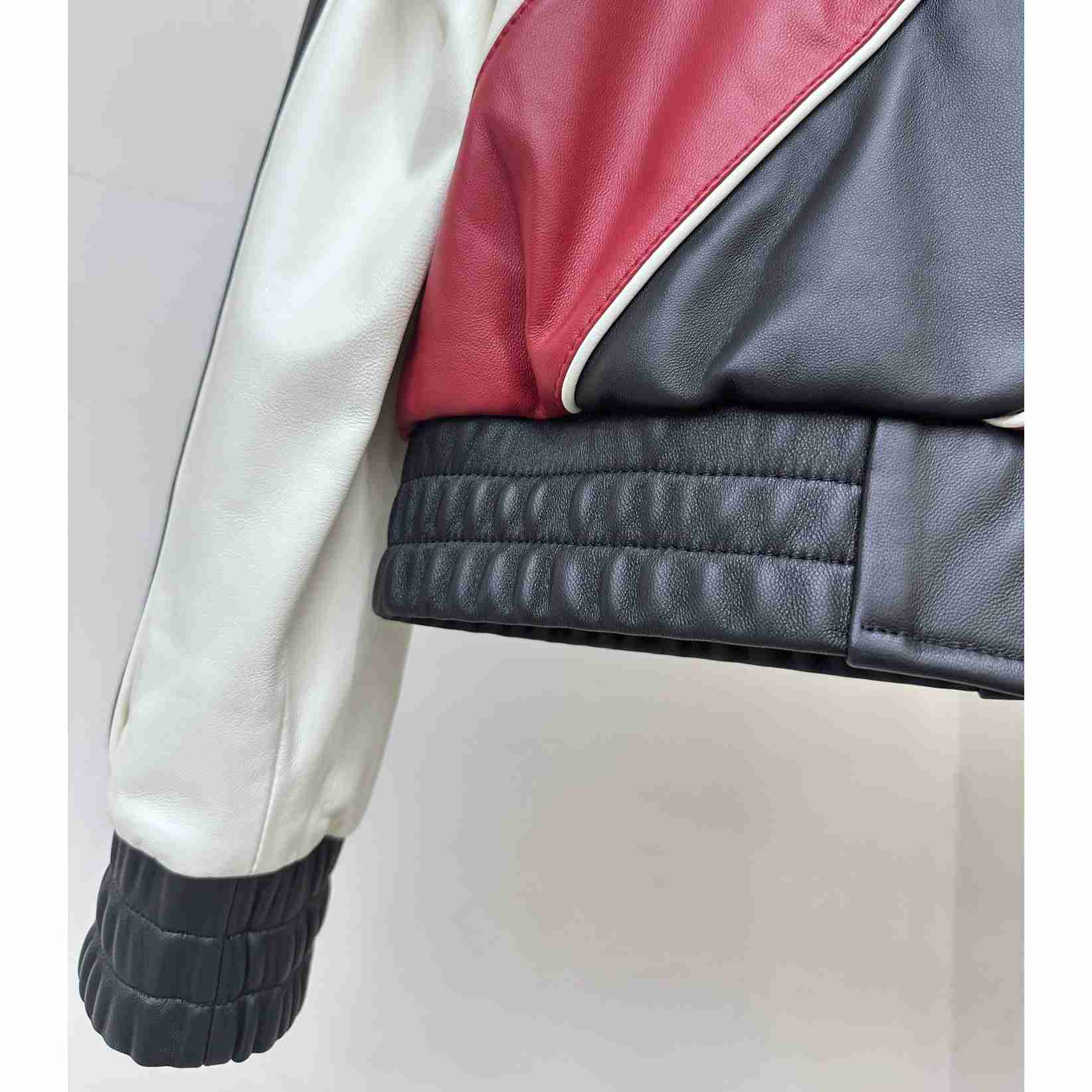 Gucci Leather Bomber Jacket With Gucci Lettering - EUR FASHION