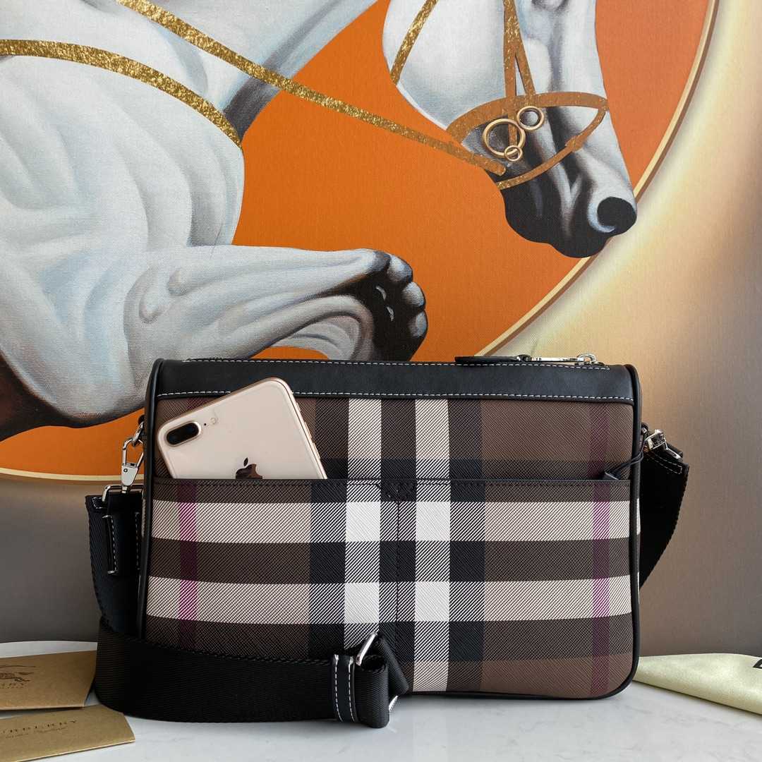 Burberry Check E-Canvas Messenger Bag  (28x 6x 19cm) - EUR FASHION