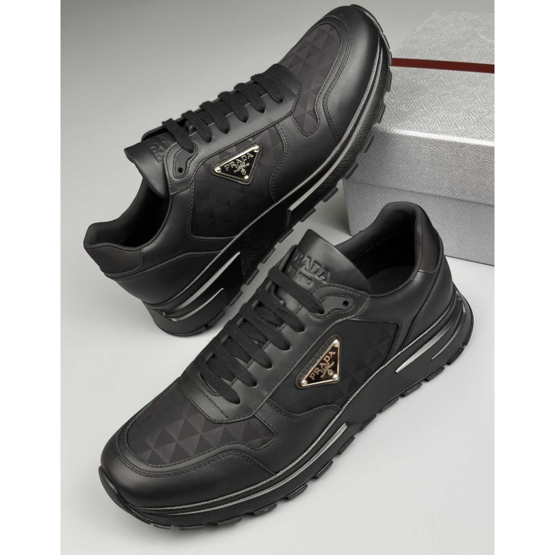 Prada Leather And Re-Nylon High-top Sneakers - EUR FASHION