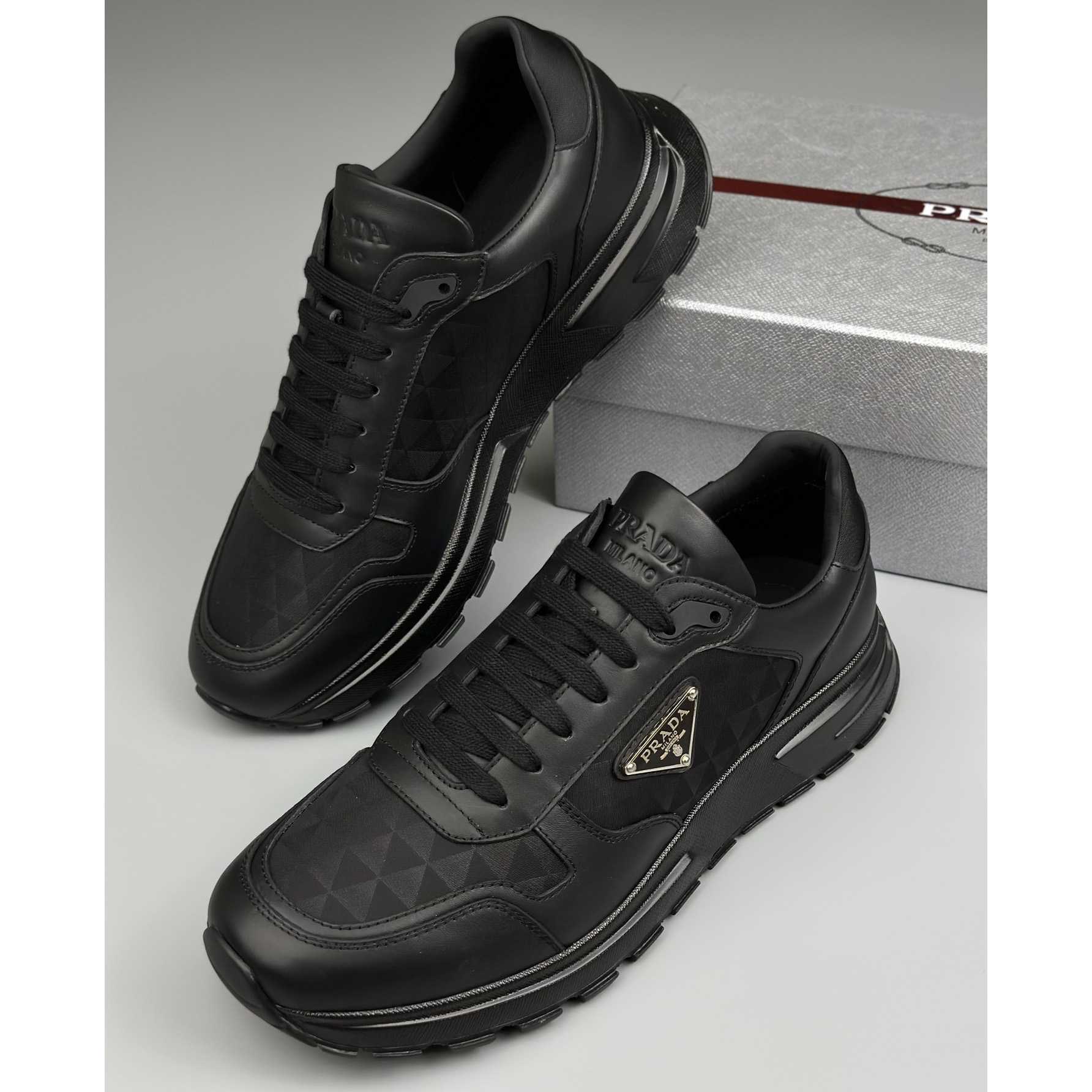 Prada Leather And Re-Nylon High-top Sneakers - EUR FASHION