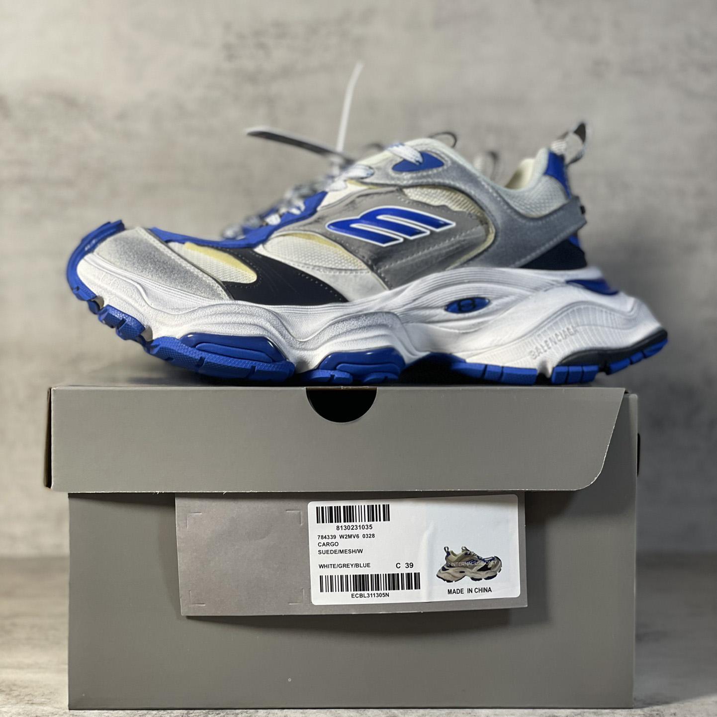 Balenciaga Cargo Sneaker In Grey,White And Blue  - EUR FASHION
