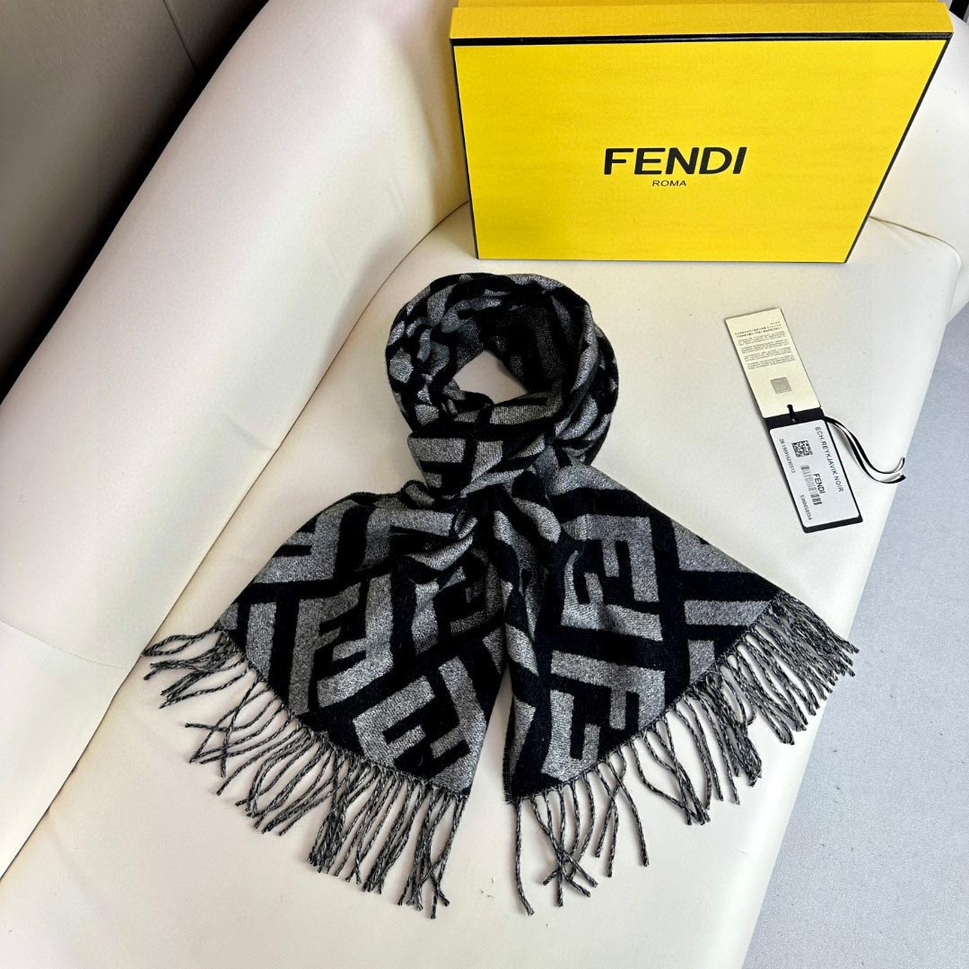 Fendi Black Cashmere Scarf - EUR FASHION