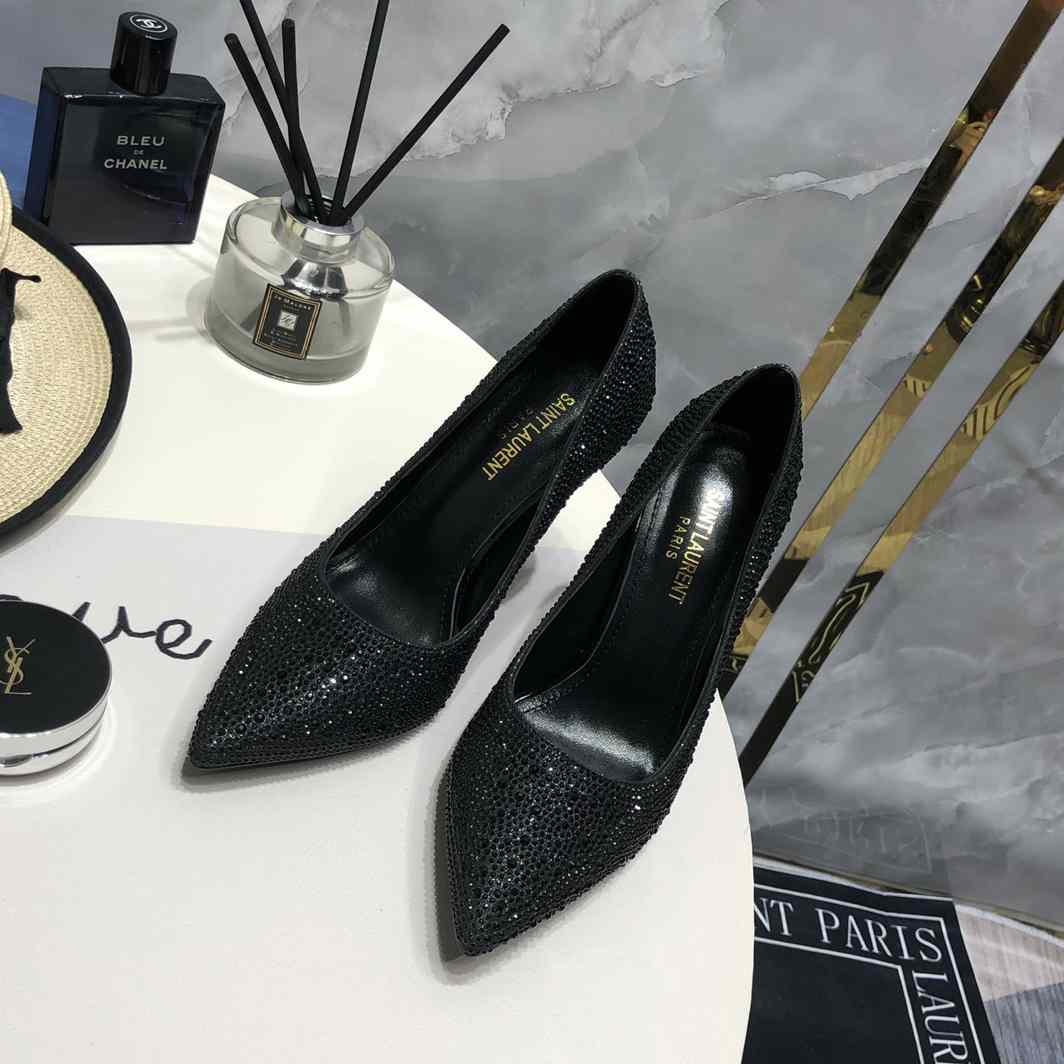 Saint Laurent Black Opyum Glitter Pumps - EUR FASHION