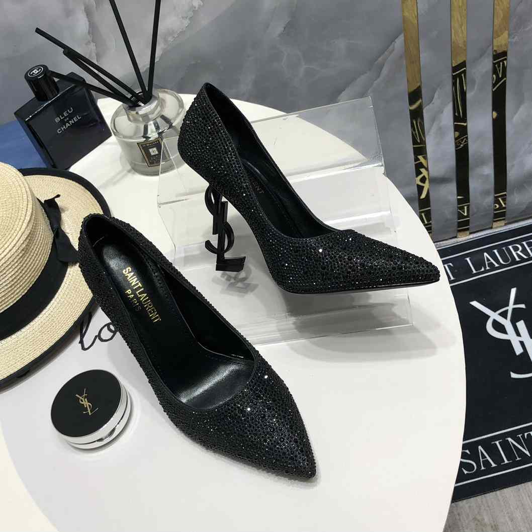 Saint Laurent Black Opyum Glitter Pumps - EUR FASHION