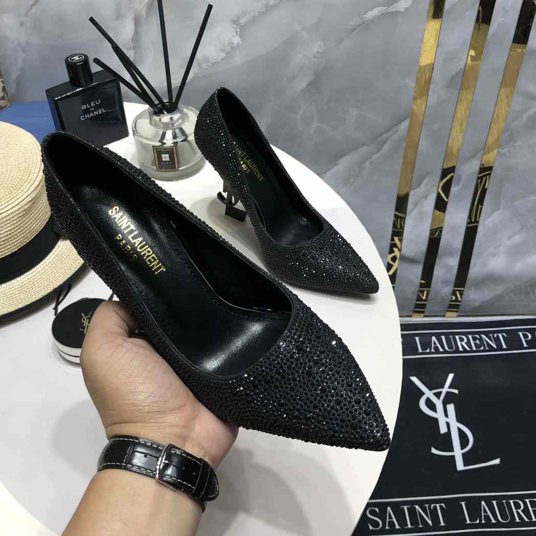 Saint Laurent Black Opyum Glitter Pumps - EUR FASHION