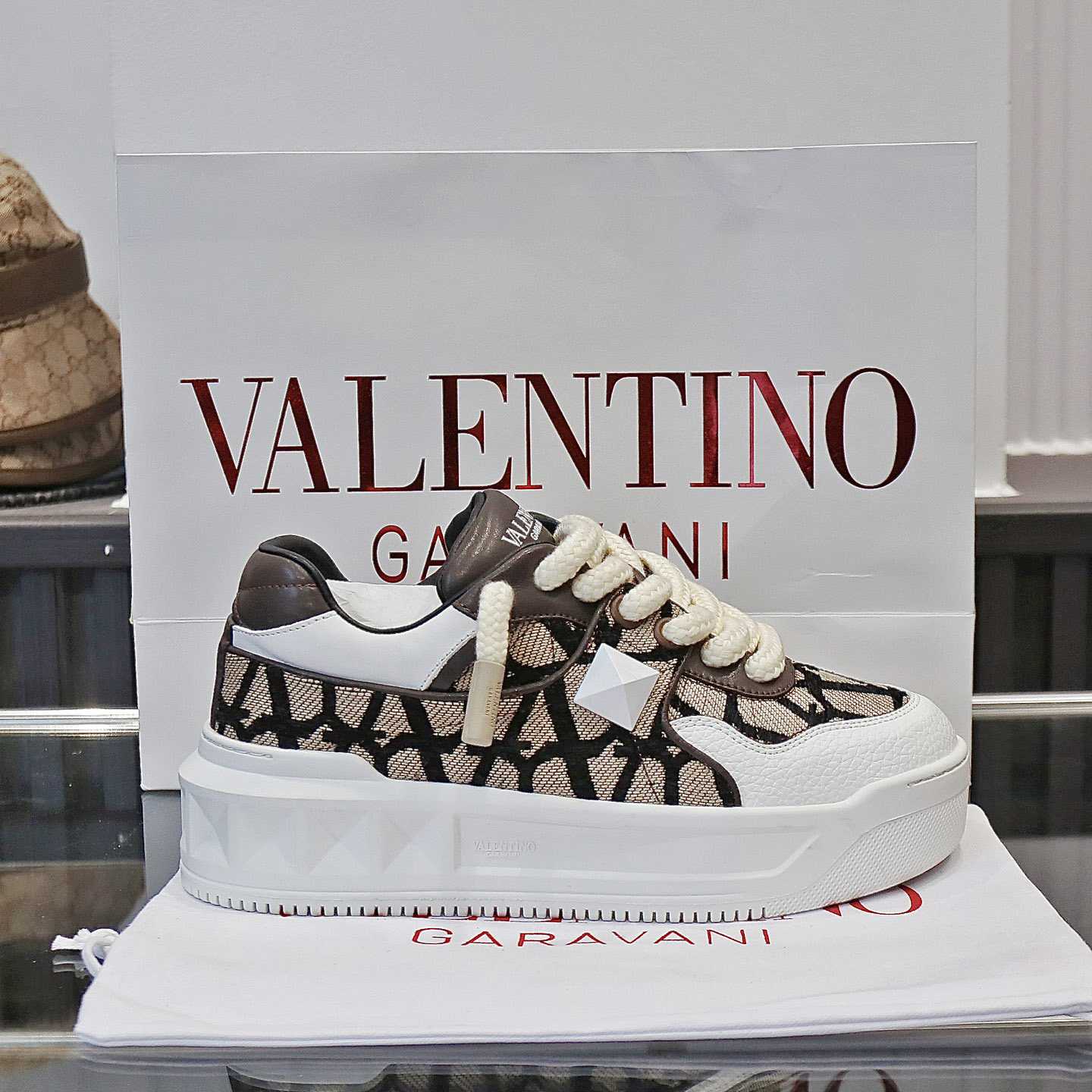 Valenti Garavani One Stud Jacquard Sneakers - EUR FASHION