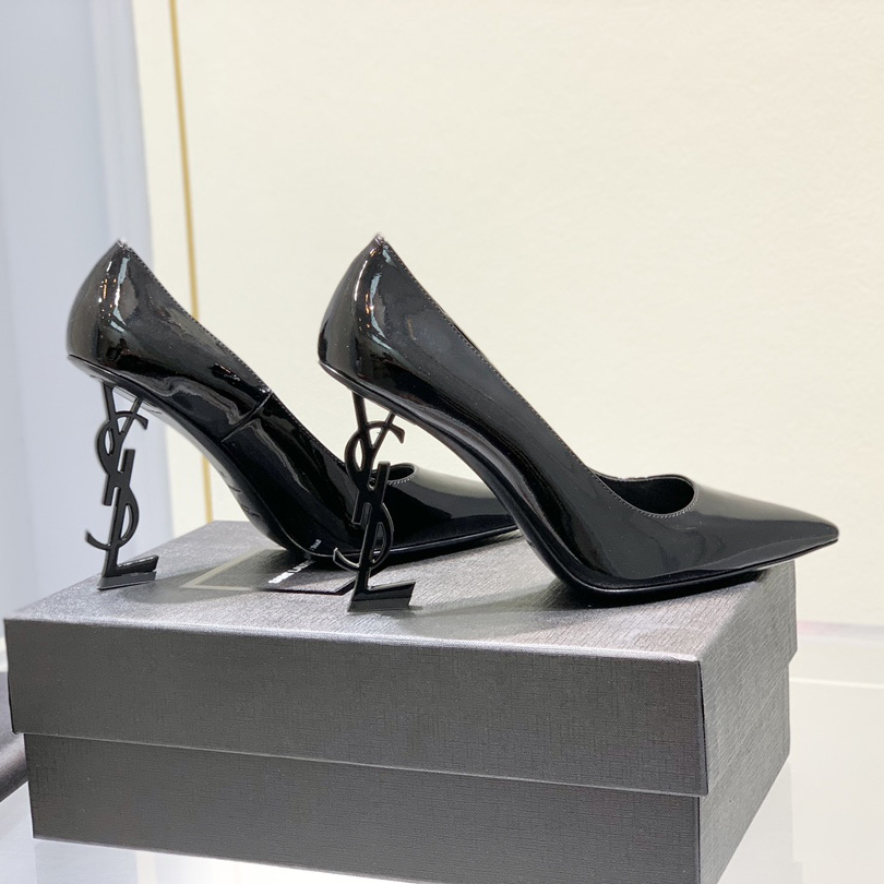 Saint Laurent Logo-heel Leather Pumps - EUR FASHION